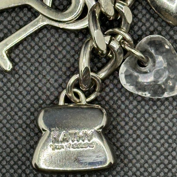 Kathy Van Zeeland Signature Bag/Heart/Keys Bag Charm Key Chain Silver Toned - Picture 5 of 14